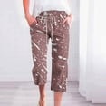 thumbnail image 2 of CaComMARK PI Womens Pants Plus Size Capris Solid Color Print Elastic Slacks Loose Cropped Trousers, 2 of 5