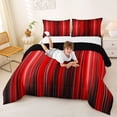 thumbnail image 4 of jejeloiu Red Black Gradient Stripe Texture Full Size Comforter Sets Kids,Ombre Pattern Bedding Sets,Reversible,3 Pieces, 4 of 8