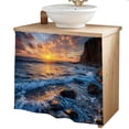 thumbnail image 2 of Beach Reef Cabinet Curtains 35"W x 35"L, Beach Sunset Ocean Waves Natural Scenery Sink Skirt for Bathroom Vanity Kitchen Self Adhesive, Dust-Proof Privacy Curtain for Shelves Closet Laundry Pantry, 2 of 9