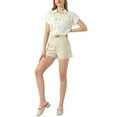 thumbnail image 2 of INSPIRE CHIC Women's Elegant High Waist Zipper with Pockets Straight Leg Summer Shorts Beige XS, 2 of 5