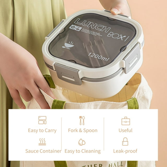 Lunch box,4-compartment With Sauce Container Spoon Containers Lunch Container 4-compartment Salad Lunch Container Layer Salad Lunch Spoon Containers Lunch Container 4-compartment With Dsfen Mewmewcat