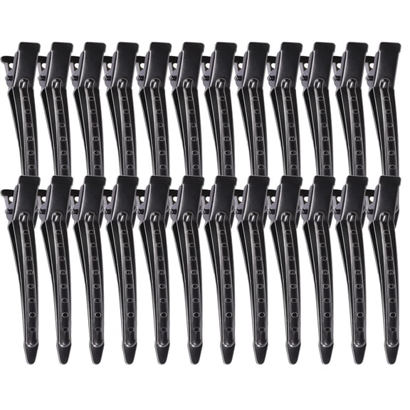 Emlimny Duck Billed Clips, 30pcs 3.5 inch Metal Alligator Hair Clips with Holes, Black Hair Clips for Styling Sectioning, Hair Coloring, Pin Curl Clips for Hair Roller