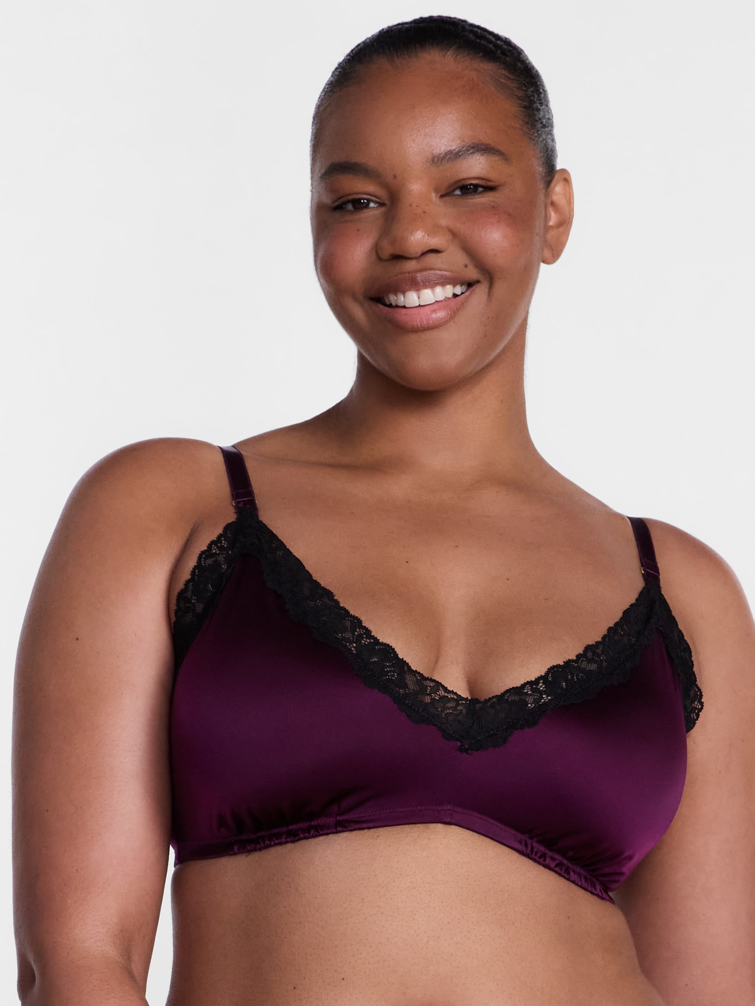Joyspun Women's Shine and Lace Bralette, Sizes XS-XXXL