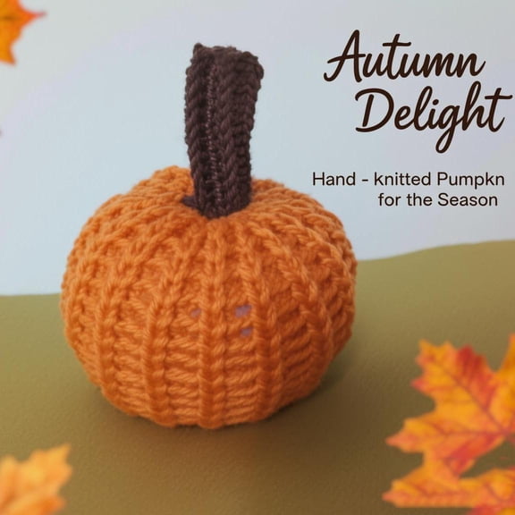 Halloween Hand-Knitted Pumpkin Ornament, Terracotta 2in, Cute Fall Window Farmhouse Mantel Decor