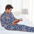 thumbnail image 6 of Uemuo Rose Flowers Pattern 2-Piece Loungewear Set - Men’s Soft Sleepwear, Cozy Winter PJs, Comfy Sleep Set-Large, 6 of 7
