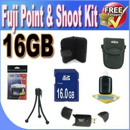 Fuji Point & Shoot Accessory Saver Bundle (16GB Memory Card + USB Card Reader + Deluxe Camera Case w/Strap + LCD Screen