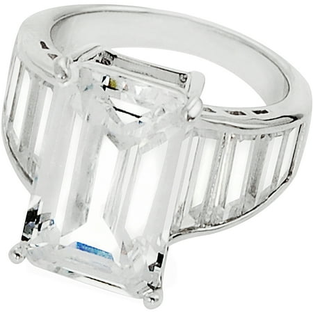 Alexandria Collection Sterling Silver Cubic Zirconia Celebrity Inspired Bridal Ring