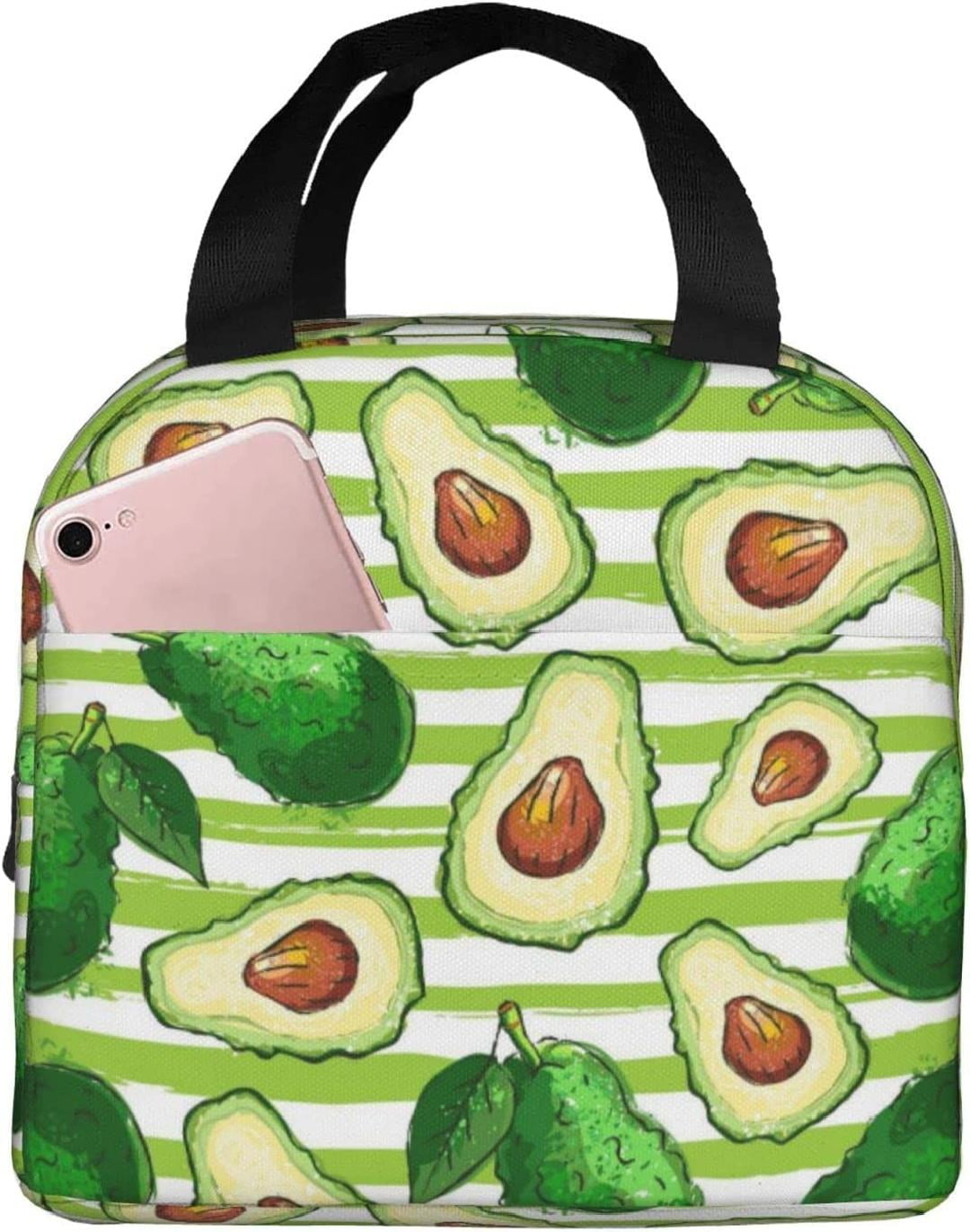 Avocado Lunch Bag Insulated Lunch Bag Summer Fruit with Front Pocket ...