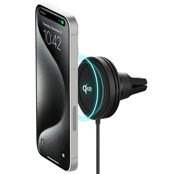 iOttie Velox Qi2 Mini Wireless Car Mount Charger | Air Vent Car Phone Holder | MagSafe Phone Mount 15W Charger for Qi2-enabled smartphones Including iPhone 13, 14, and iP