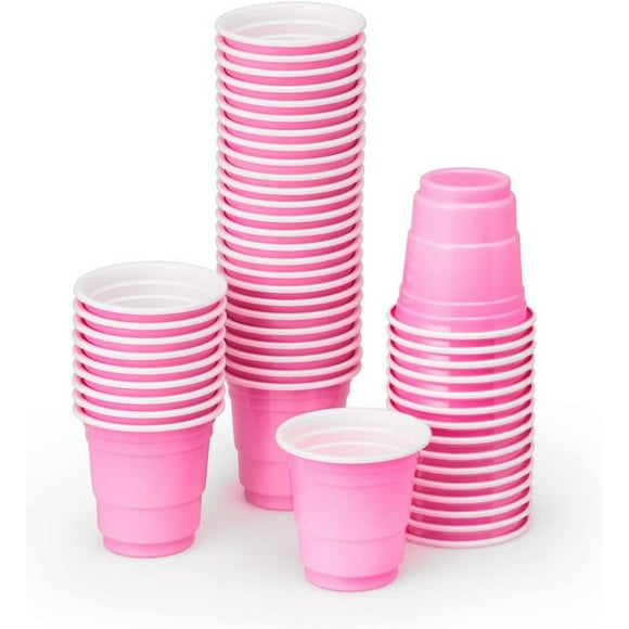 EcoNesxp Party Decorations Pink Plastic Shot Glasses Birthday Party Baby Shower Supplies 2 Ounces Cups Party Favors