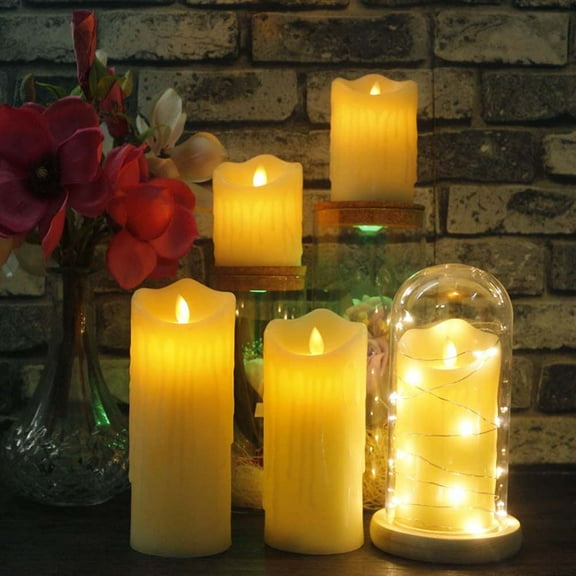 Masteelf 3pcs Flameless LED Light Candles Battery Powered Realistic Flickering Candle Lamp for Seasonal or Festival Celebration