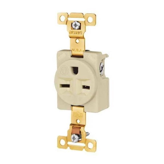 Bryant Receptacle,Ivory,15A,Nylon,Single Outlet 5661I