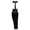 thumbnail image 4 of Women's Fashion Halter & Round Neck Sleeveless Sequin Split Bow Evening Party Dress, Black, L, 4 of 4