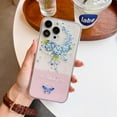 thumbnail image 2 of case for iPhone 14 Pro Max Case Clear with Design Cute Butterfly Floral Embossed Pattern Camera Protection Soft TPU Bumper Slim Protective Cover for Girly Girl Women (Blue Flowrs), 2 of 9