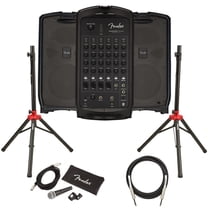 Fender Passport Event S2 Portable PA System Bundle with Microphone, Compact Speaker Stands, XLR Cable, and Instrument Cable
