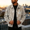 thumbnail image 3 of Havenx Men's Camo Corduroy Jacket Long Sleeve Button Down Shirt Jacket with Pockets Lapel Collar Camouflage Print Shacket Jacket Loose Fit Fall Winter Vintage Casual Clothes,Khaki 3XL, 3 of 6