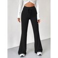 thumbnail image 5 of Women Drawstring High Waist Flare Leg Pants Slim Fit Casual Daily Trousers, 5 of 6