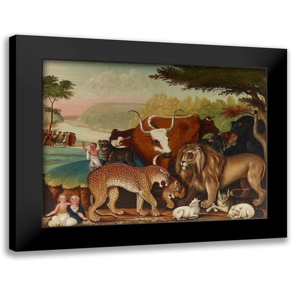 Hicks, Edward 14x12 Black Modern Framed Museum Art Print Titled - The Peaceable Kingdom VI