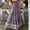 Purple, variant on Leesechin Long Skirts for Women Plus Size Comfortable Daily High Waist Print Retro Dress