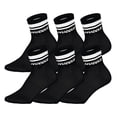 thumbnail image 1 of HUDDLE Calcetines Unisex, pack de 6 – Rayas dobles, logo, Short Crew, calcetines deportivos, color liso Negro 35-38, 1 of 3