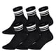 thumbnail image 1 of HUDDLE Calcetines Unisex, pack de 6 – Rayas dobles, logo, Short Crew, calcetines deportivos, color liso Negro 35-38, 1 of 3