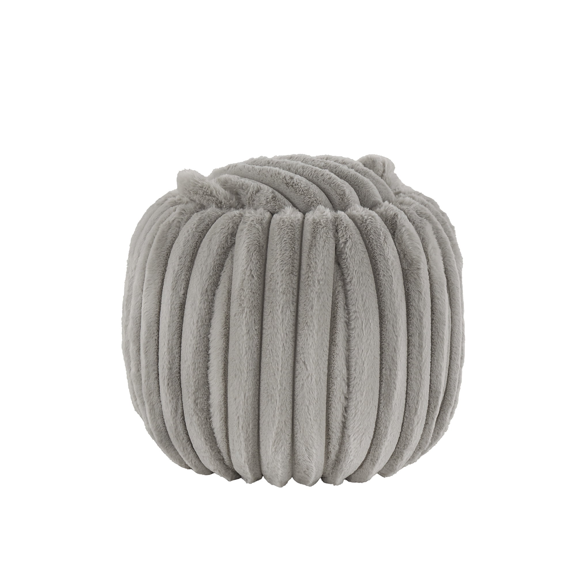 Weston Home Portola Plush Furry Channel Fabric Storage Ottoman, Light Gray