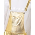 thumbnail image 5 of Alvivi Men's Shiny Metallic Bib Overalls Dungarees Suspender Hot Shorts Pants Festival Party Clubwear Gold 3XL, 5 of 7
