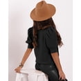 thumbnail image 2 of Suéteres abullonados de manga corta para mujer 2024, primavera verano, moda, casual, blusas negras, 2 of 6