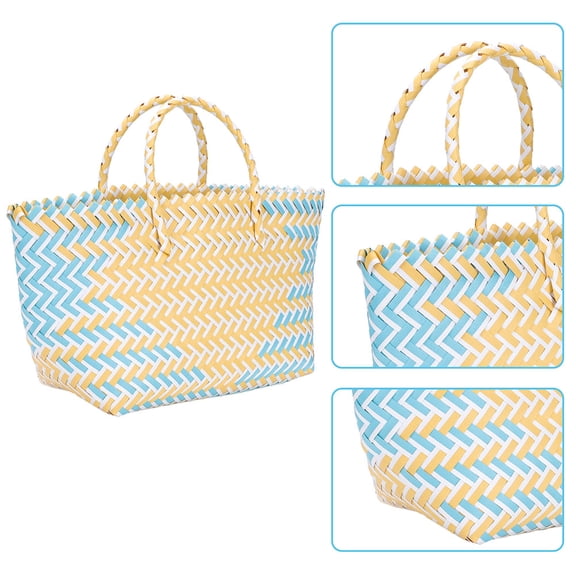 ELAYARD Multi Color Plastic Basket with Handles for Grocery Shopping and Home Storage