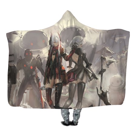 Nier Automata Wearable Blanket Hoodie Kid Hoodie Blanket with Hand Pockets, Soft Flannel Kids Hooded Blanket for Boys and Girls, 40 X 51 Inches