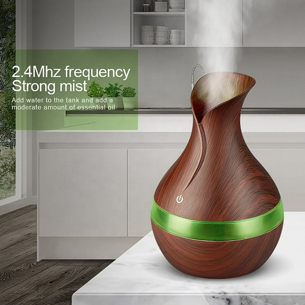 Difusor de Aroma de Aceite Esencial de 300 Ml, Humidificador Ultrasónico Electrónico con 7 Luces de Colores