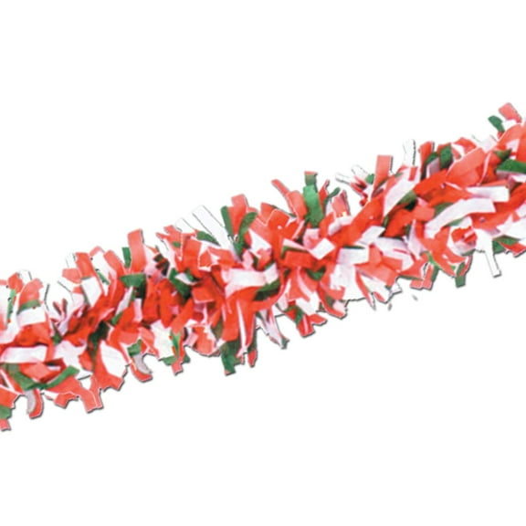 Beistle Club Pack of 24 Red, White and Green Festive Tissue Festooning Decorations 25'