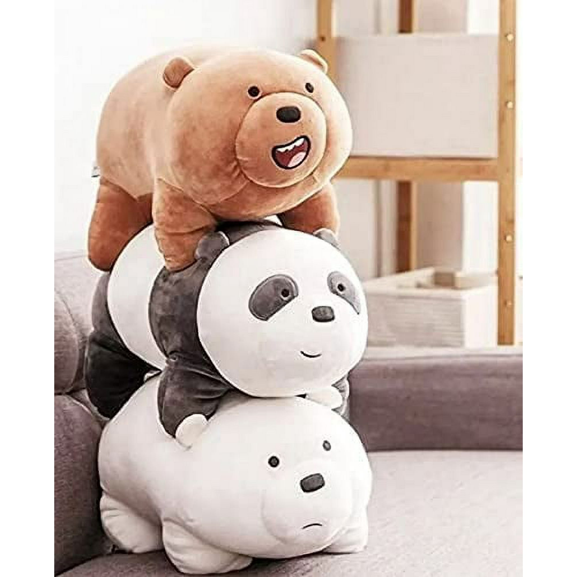 Brown Bear Panda White Bear Papa Plush Toy 3-Piece Set 30cm