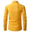 thumbnail image 3 of Ecqkame Dress Shirts for Men Long Sleeve Turn-Down Collar Button Top Solid Color Business Shirt Blouse A-Yellow M, 3 of 3