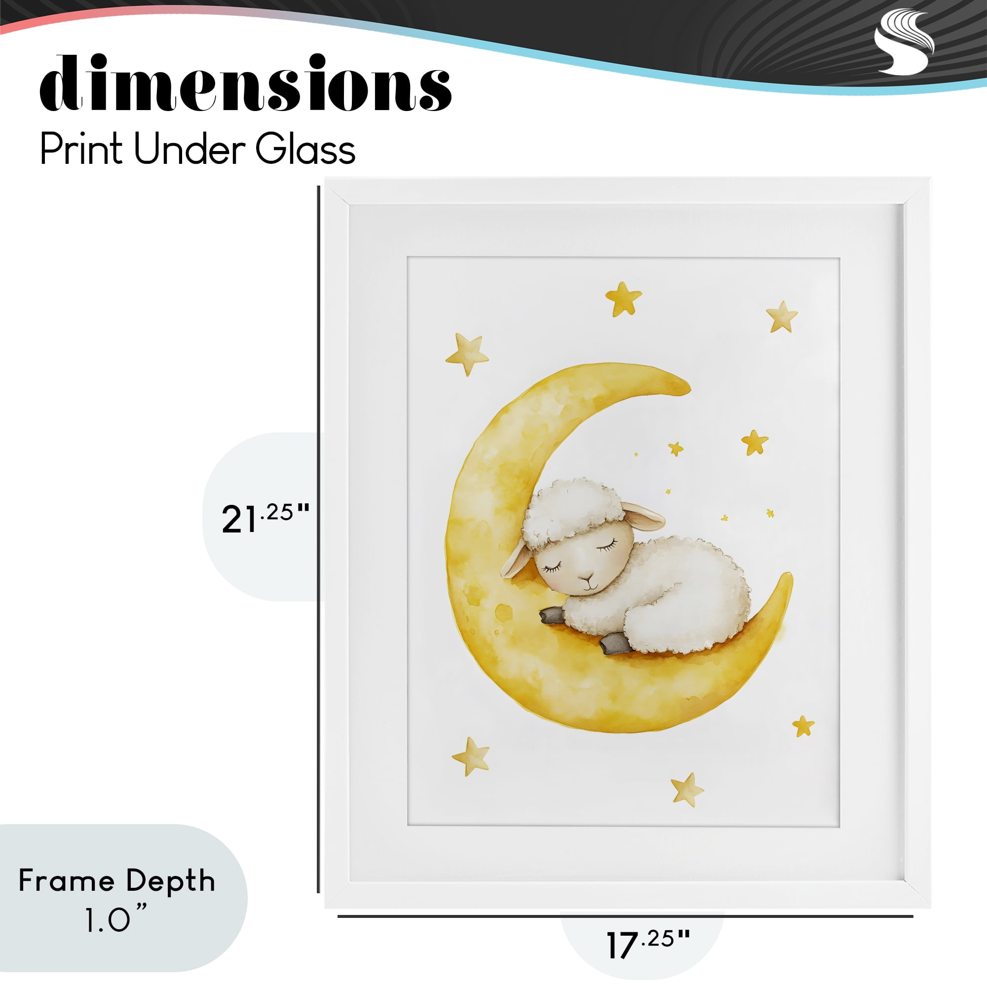Stupell Industries Sleeping Sheep on Yellow Moon White Framed Print Under Glass, design by LSR Design Studio