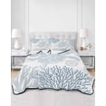 thumbnail image 3 of Quilts Full Size, Blue Sea Turtle Soft Comforter Bedding Set for Bed, Coastal Coral Summer Beach Nautical Lightweight Quilted Bedspread with Pillow Cover(2 Pieces) for All Season, 78x90 Inch, 3 of 6