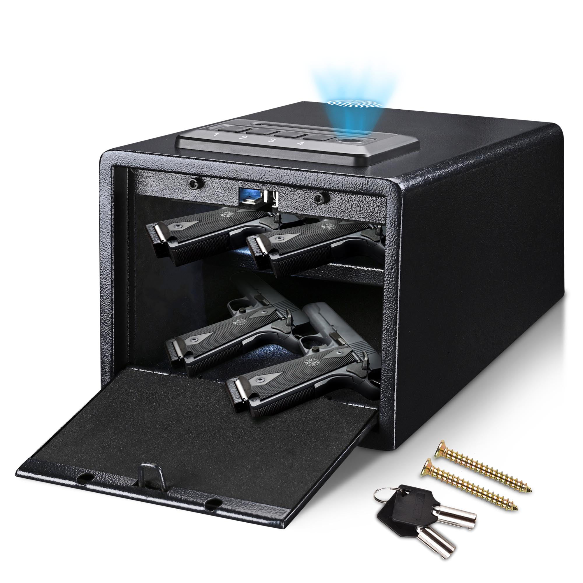 Details about   Fingerprint Biometric Pistol Safe Handgun Gun Metal Box Case Secure Finger Print 