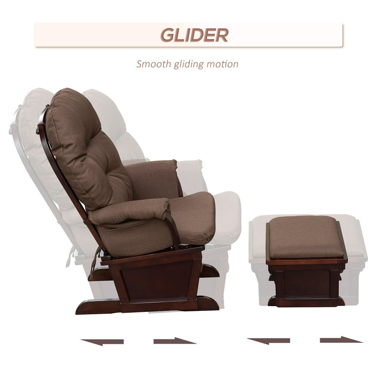 Homcom Nursery Glider Rocking Chair With Ottoman, Thick Padded