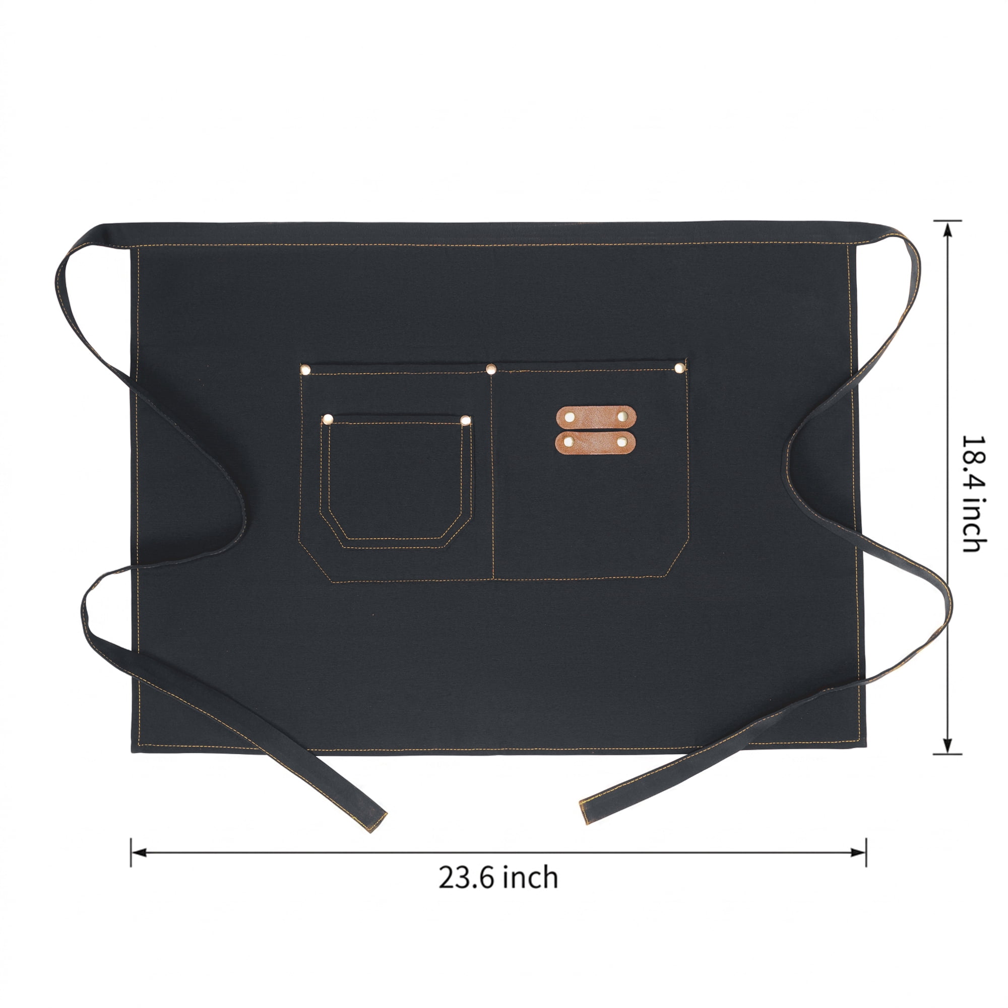 Unique Bargains Water-resistant Kitchen Apron with Pockets for Home and Kitchen Black
