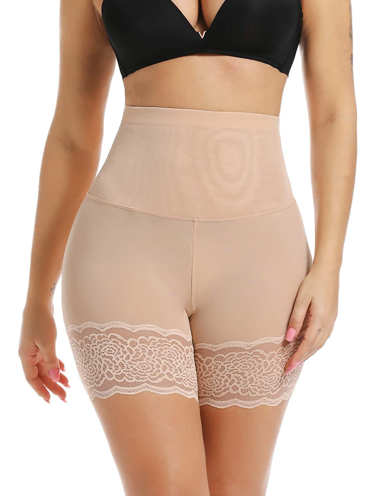 Vaslanda Seamless Anti Chafing Slip Shorts for Women Safety Panty Under Dress Belly Smooth Breathable Boyshort