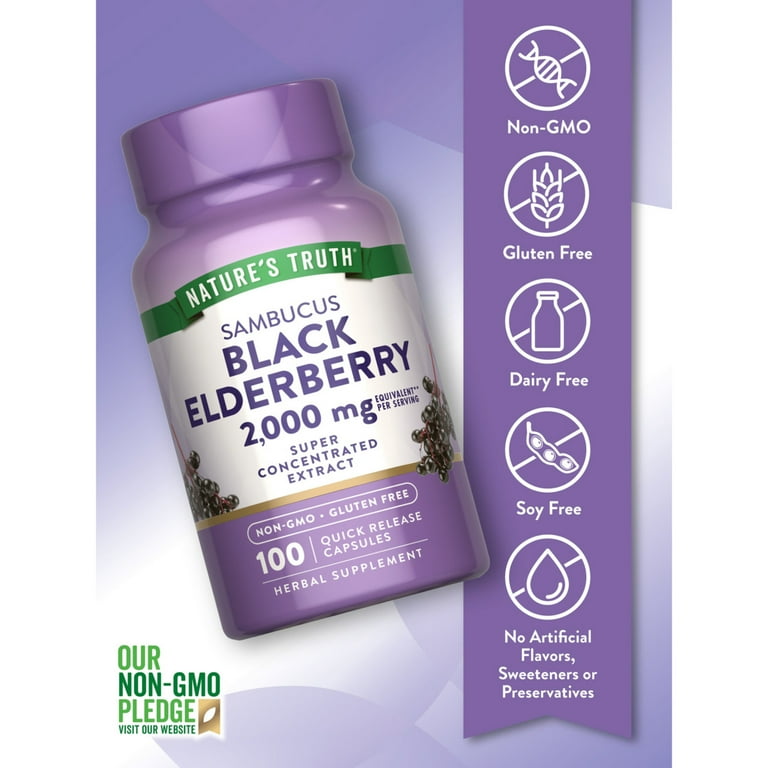 Nature's Truth, Sambucus Black Elderberry Capsules, 100 count