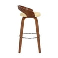 thumbnail image 6 of Sonia 30" Bar Height Swivel Cream Faux Leather and Walnut Wood Bar Stool, 6 of 11