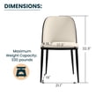 thumbnail image 4 of LeisureMod Tule Modern Dining Side Chair with PU Leather Powder-Coated Steel Frame for Kitchen and Dining Room Set of 2, Black/White, 4 of 11
