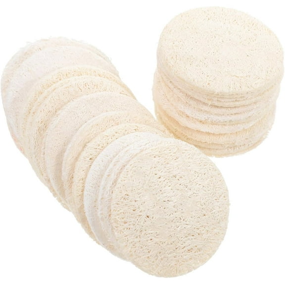 Round Loofah Face Pads,Facial Buffing Pads,Face Scrubber Pads,Reusable Facial Skin Care Scrub Wash Pads,Natural Exfoliator Exfoliating Pads,for Face Cleansing and Makeup Removal 18PCS