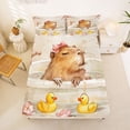 thumbnail image 5 of Erosebridal Pink Cherry Blossom Full Size Sheets For Kids Girls,Cartoon Capybara Bed Sheets For Cute Animals Lover 4pcs, 5 of 6