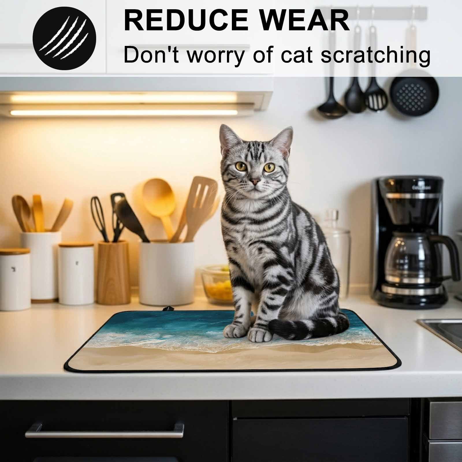 Teal Coastal Stove Top Cover for Electric Stove, Heat-proof & Non Slip Glass Top Stove Cover Protector, Summer Beach Nautical Saeside Kitchen Flat Cooktop Rubber Mat 24x21 Inches