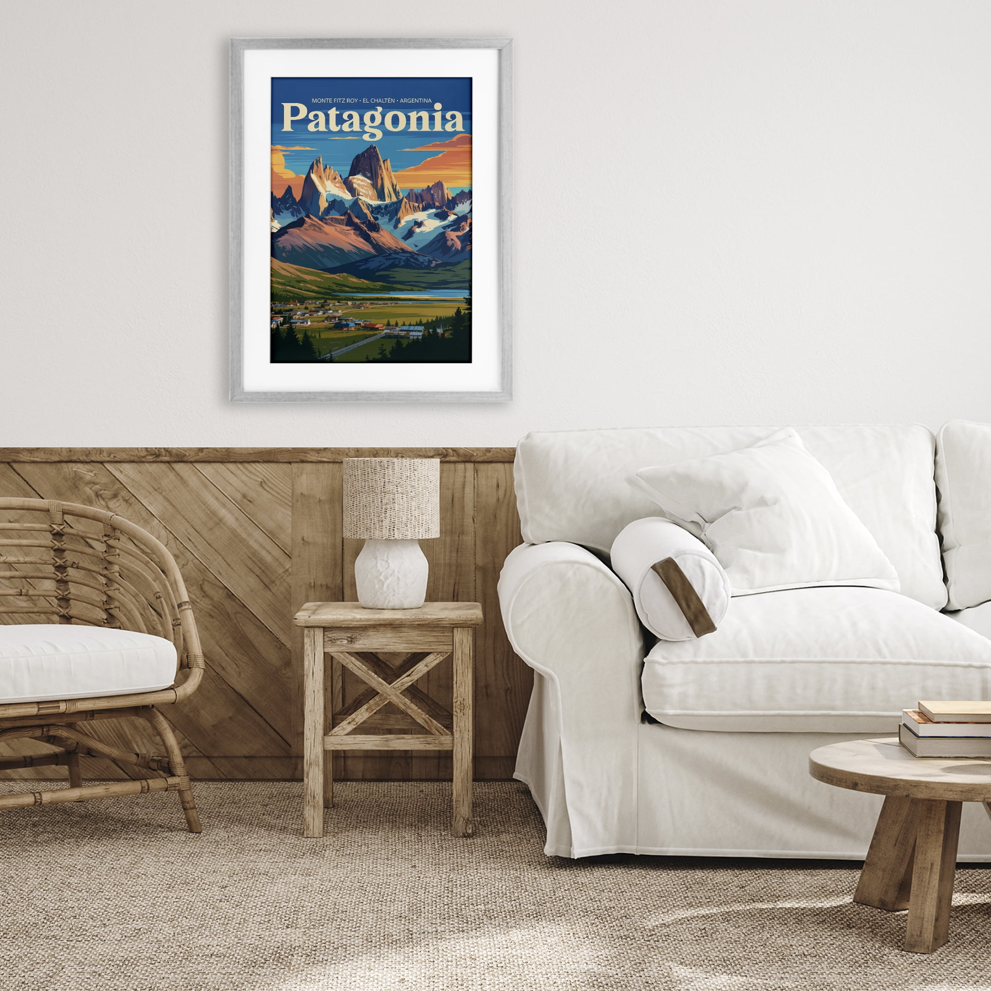 Stupell Industries Patagonia Valley Landscape Gray Framed Print Under Glass, design by Andreas Magnusson