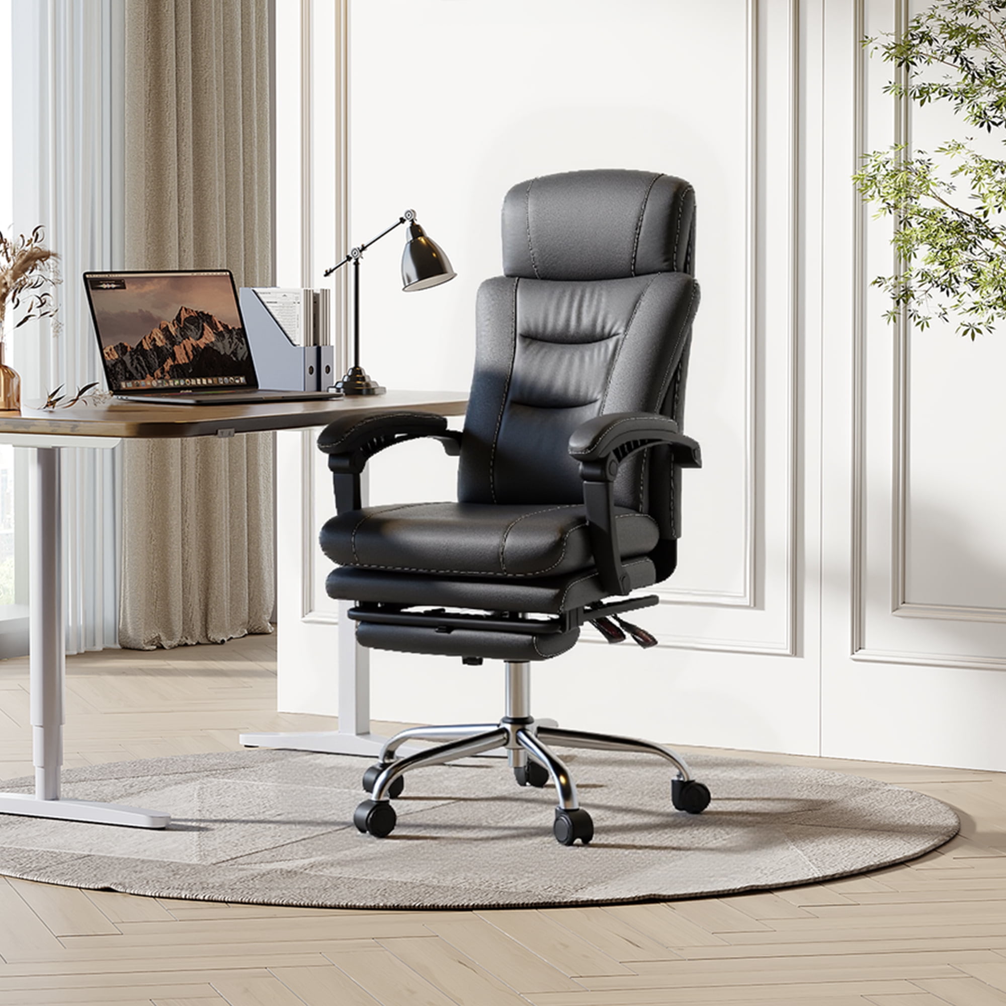 GALAXHERO Executive Chair Computer Office Chair, High Back Ergonomic Desk Chair with Adjustable Flip-up Armrests, Lumbar Support and Thick Headrest, Brown