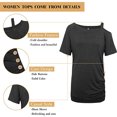 thumbnail image 4 of TEMOFON Women's Cold Shoulder Tops Short Sleeve Summer Casual T Shirts Loose Tunic Top with Side Button Black, 4 of 5