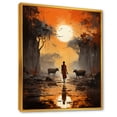 thumbnail image 2 of Designart "Cattle Camp African Dinka II" People Framed Wall Art - Global Orange African Tribal Entryway Framed Wall Art Print, 2 of 6